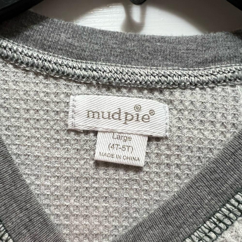 Mud Pie Camo Gray King of Cool Waffle Knit Raglan Tee 4/5T - Picture 3 of 5